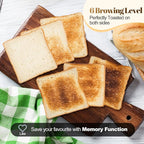 4 Slice Toaster with Touch Screen Control, 1.5" Wide Long Slots, 6 Browning Levels & 6 Bread Types, Digital Timer, Memory, Defrost, Reheat (BLACK)