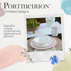 Portmeirion Potter's Brushstroke Dinner Plate (Set of 4) - 10.5" Earthenware Plate with Classic Brushstrokes - Microwave, Dishwasher, Freezer, Oven Safe - Ideal Modern Dinnerware Set (Red)
