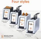 Revolution (Bundle) R180 Connect Touchscreen Smart Toaster + Toastie Press – Choose from 6 Bread Types, 7 Browning Levels, & Toastie Press Mode (Stainless Steel, 2-Slice)