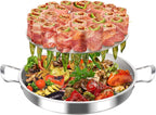 Stainless Steel Multi-Function Pastor Skewer Turkey Roasting Pan Suitable for Fried Corn Tortillas (Al Pastor), Shawarma Skewers,Chicken Leg Rack for Grill (Extra Large)