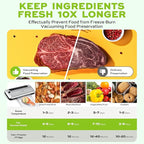 75KPa 6-in-1 Automatic Vacuum Sealer Machine | Digital Food Saver with Pulse Function | Dry & Moist Food Modes | Includes 12 Vacuum Bags, External Sliding Blade & External VAC for Jars/Containers