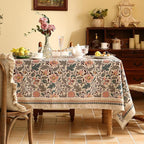 ISAENNE Designer Boho Floral Extra Long Tablecloth Rectangle,Linen Lotus Flower Pattern Colorful Table Cloth,Durable Decor Tablecloths for Dining Thanksgiving Kitchen Christmas,67"*118"-Hazel A