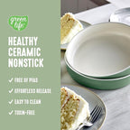 GreenLife 6 Piece Nonstick Bakeware Set, Non-Toxic PFAS-Free Ceramic Oven Pans, Dishwasher & Oven Safe to 450°F, Easy Release Baking Sheet, Loaf Pan, Rectangle & Round Cake, Muffin Pan, Sage