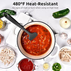 14in Extra Long Silicone Spatula: U-Taste 480ºF Heat Resistant Flexible Baking Mixer Scraper, Large Rubber Mixing Stirring Scraping Seamless Kitchen Turner Utensil for Nonstick Cookware (Black)