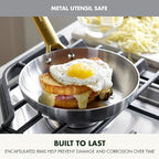 GreenPan Stainless Steel Tri-Ply Reserve 8” Frying Pan Skillet, Multiclad Cookware, PFAS-Free, Induction, Oven & Broiler Safe to 600°F, Heat Responsive Core, Dishwasher Safe, Gold Handle