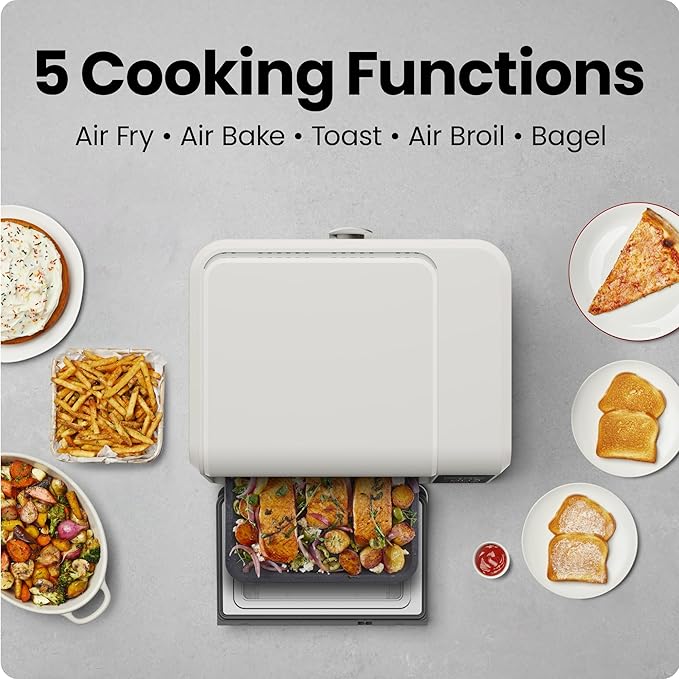 Chefman Air Fryer Toaster Oven Combo, 15 Qt. Countertop Oven for Quick & Healthy Meals, Bake, Broil, Air Fry, Toast, and Bagel Functions, 450°F Max Temp, 4 Slice Toaster Oven Air Fryer Combo – Ivory