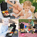 Bento Lunch Box Set for Kids with 10oz Soup Thermo, Leak-Proof Lunch Containers with 4 Compartment, Kids Thermo Hot Food Jar and Insulated Lunch Bag for Kid to School,BPA-Free(Black-Game Console)