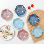 Dipping Bowls Set of 6, Ceramic Soy Sauce Dishes, 2 oz Dipping Sauce Cups, chrysanthemum Round Small Side Dish Dishes for Dipping Sushi Tomato Soy Sauce Dish