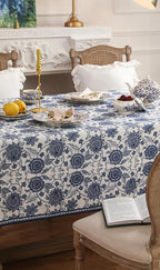 patdrea Designer Vintage Blue Rectangle Tablecloth,Linen Anti-Wrinkle Paisley Pattern Farmhouse Extra Long Table Cloth,Decor Cover for Kitchen Dining,Christmas,Thanksgiving,67"x118"-Lantang a