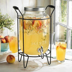 2 PACK-2 GALLON Drink Dispensers for Parties, Drink Dispensers for Parties, Original Mason Beverage Dispensers with Stand, Glass Water Jug Dispenser, 100% Leakproof Spigot Perfect For And Daily Use