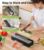 Vacuum Sealer for Food, 6-in-1 Food Vacuum Sealer Machine, Built-in Cutter Food Sealer Vacuum Sealer, Compact Vacuum Sealers with 20 Vacuum Bags, External VAC for Jars & Containers, Black