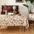 ISAENNE Designer Bohemian Linen Table Cloth for Rectangle Table,Colorful Floral Pattern Tablecloth,Wrinkle Resistant Decorative Tablecloths for Dining Thanksgiving Kitchen Party,55"*79"-Grace A