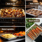 12 Pcs Baking Sheet Stainless Steel Cookie Small Metal Sheet Pans Professional Rectangle Oven Trays Kitchen Baking Cooking and Toaster, Oven and Dishwasher Safe(7.1x5.1x0.79Inch)