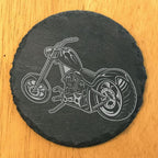 Level Up Your Man Cave: Rustic Chopper Coasters for The Motorcycle Enthusiast - Round Slate - Set of 4