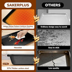 Nonstick Baking Sheet Pan Set of 3, Heavy Duty Cookie Sheets for Oven, 0.6mm Thick Quarter Size & Half Size & Jelly Roll Pan, Rustproof & Easy Clean with Textured Surface(Black)