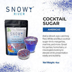 Snowy River Americas, Cocktail & Margarita Sugar Rimmer - Vibrant Naturally Colored Sugar for Cocktail Rimming, Baking & Decorating, Medium Crystal - 4oz