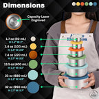 12 Pcs - 6 Stainless Steel Containers + 6 Silicone Lids | 304 Stainless Steel Snack Container | Nesting Snack and Dip Containers | Metal Food Storage