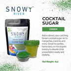 Snowy River Green, Cocktail & Margarita Sugar Rimmer - Vibrant Color Glass Rimming Sugar with Medium Crystal Texture - 4oz