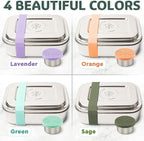 Everusely - Bento Box - Green, 37oz / 1.1 L - Stainless Steel Lunch Box with Leakproof Condiment Container - 3 Compartment Snack Organizer for On the Go Meals - Freezer & Dishwasher Safe