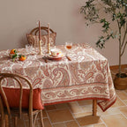 ISAENNE Designer French Red Square Tablecloth,Fall Linen Table Cloth with Cashew Pattern,Stain Proof Decor Tablecloths for Dining Thanksgiving Kitchen Christmas,67"*67"-Chauffrey D