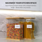 Bamboo Food Dispenser 2 Pack (Large) | Airtight Cereal & Snack Storage Containers | Acrylic Kitchen Organizer for Pantry | Rice, Flour, Candy, Coffee, Pasta, Dry Food Storage