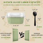 Cupcake Liners With Lids, BAKINGPAK 30PCS 10oz Square Mini Aluminum Pans with Lids Mini Cake Pans with Lids Disposable Aluminum Foil Ramekins with Lids Baking Cups With Lids for St. Patrick's Day,Fern