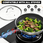 imarku Non Stick Frying Pans, 12" Stainless Steel Pan, Hybrid Skillet with Lid, Deep Larger Saute Pan, Dishwasher & Oven Safe, Induction Compatible Cooking Pan, PFOA Free