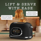 Rae Dunn Retro Digital Electric Toaster, 2 Slice Stainless Steel Toaster With Touchscreen, Countdown Timer, 6 Shade Settings, Wide Slots, High Lift Lever, Bagel, Defrost & Reheat, Black New