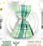 Urban Villa St Patrick Cloth Napkins 100% Cotton Dinner Napkins (Set of 12) 20x20 Inches Soft Reusable Washable Absorbent Table Dinner Napkins St Patricks Plaid Napkins