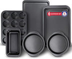 Baking Set – 6 Piece – Deluxe Non Stick Black Coating Inside and Outside – Carbon Steel Bakeware Set – PFOA PFOS and PTFE Free by Bakken
