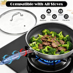 imarku Non Stick Frying Pans, 11.8 inch Hybrid Frying Pans Nonstick with Tempered Glass Lid, Stainless Steel Skillet, Dishwasher and Oven Safe Cooking Pan, Works with All Cooktops, PFOA Free Cookware
