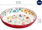 Bico Red Spring Bird Pasta Bowls, 35oz Salad Bowl Set of 4, Large Ceramic Serving Dinner Bowls for Soup and Cereal, Microwave and Dishwasher Safe, Gift for Housewarming and Thanksgiving