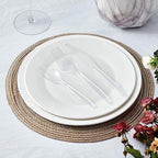 Cutlery Set Plastic Utensils Clear Forks Spoons Knives Disposable Silverware Heavyweight [300 Combo Box] (Formerly FULING)