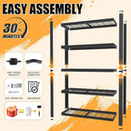 Heavy Duty Garage Shelving, Metal Storage Shelves, 5 Tier Adjustable Storage Shelves, Metel Shelving, Industrial Utility Rack for Garage, Warehouse, Workshop, 72" H×35" W×16" D