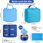 Bento Lunch Box with 8oz Soup Thermo,Kids Leakproof 4 Compartment Lunch Food Containers with Sauce Cup and Ice Pack,Kids Thermo Insulated Hot Food Jar and Lunch Bag for School,Trvael-Blue