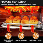 3 Set Air Fryer Basket, Air Fryer Pans and Tray for Oven with 90 PCS Parchment Papers, DEGOVIN Non-stick Stainless Steel Oven Air Fryer Basket and Tray-18.8" x 12.8" &15.7" x 11.6" & 12.8" x 8.9"