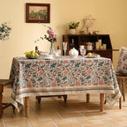 ISAENNE Designer Boho Floral Small Square Tablecloth,Linen Lotus Flower Pattern Colorful Indoor Table Cloth,Durable Decor Tablecloths for Dining Thanksgiving Kitchen Christmas,55"*55"-Hazel A