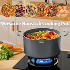 12 Quart Nonstick Stock Pots with Lid, BEZIA Large Pot for Cooking, Ceramic Soup Pot with Lid, Induction Ready, Big Cooking Pots with Silicone Handle, Compatible with All Cooktops, Dishwasher Safe