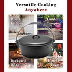 Cuisiland 12 Quart Cast Iron Dutch Oven with Dome Lid & Bail Handle – Pre-Seasoned Large Campfire Pot for Outdoor Cooking, Roasting, Baking & Stews – Heavy-Duty Cookware with Even Heat Distribution