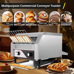 Dyna-Living Commercial Toaster 450 Slices/H Restaurant Toasters 110V 2600W Conveyor Rotating Toaster Oven Commercial Belt Toasters Hamburger Bread Bun Toaster for Restaurant