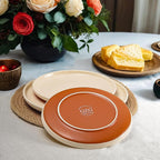GZG Ceramic Dinner Salad Plates Set of 4, 8 Inch Speckled Dinnerware Dessert Plates with Clay-Tone Base, Microwave Oven Dishwasher Safe