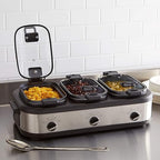 Amazon Basics Stainless Steel 3 x 2.5 Quarts Triple Slow Cooker, Brushed Stainless Steel