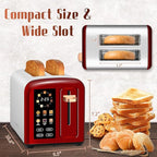 SEEDEEM Toaster 2 Slice with Touch Screen, Faster Heating Speed, 7 Shade Setting, 6 Bread Type, 1.5”Wide Slots Toaster, Removable Crumb Tray, 1350W, Dark Cherry