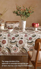 ISAENNE Designer Provence Floral Tablecloth Rectangular,Linen Colorful Washable Indoor Table Cloth,Durable Decor Tablecloths for Dining Thanksgiving Kitchen Christmas,55"*87"-Ratina