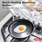 OXO Agility Series 8" Frying Pan Skillet, Ceramic Nonstick Cookware PFAS-Free, Induction Suitable, Quick Even Heating, Stainless Steel Handle, Chip-Free Rims, Dishwasher and Oven Safe, Black