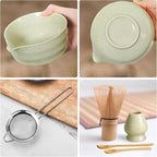 NEKOLA Matcha Whisk Set (7Pcs) Matcha Bowl, Bamboo Whisk, Whisk Holder, Spoon & Scoop, Sifter & Tea Towel Tea Making Ceremony Kit for Matcha Lovers Unique Gifts for Women,Men & Girlfriend