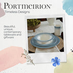 Portmeirion Potter's Mist Dinner Plate (Set of 4) - 10.5-Inch Stackable Earthenware Plates - Microwave & Dishwasher Safe, Handcrafted Dinnerware for Casual & Formal Table Settings (Blue Mist)