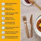 100% Biodegradable Cutlery Made of Vegetable Fibers, 300 PCS of 6.7” Long Heavy-Duty and Splinter Free Eco-Friendly Spoons, Forks & Knives, Perfect Sustainable Cutlery by The Veggie Straws