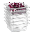 1/6 Clear Food Pans 6 pack 2.5 Inch Deep Pan Stackable Polycarbonate Food Pan for Commercial Kitchen Restaurant Use BPA free