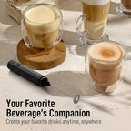 Zulay Kitchen Rechargeable Milk Frother Froth N Go Frother Wand With Case & USB-C Charger - Comes With 3 Whisk Attachments for Latte, Cappuccino, Matcha, Protein Shakes - Black Marble